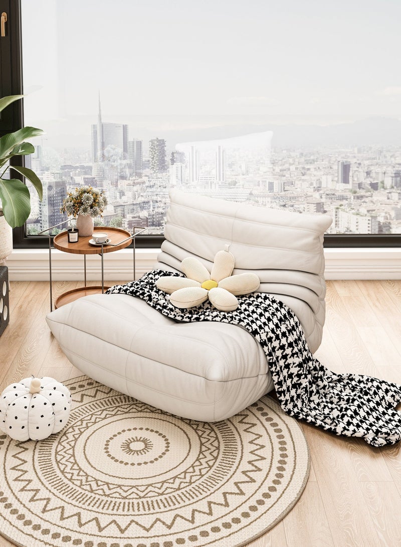 JANTENS Lounge Sofa,Lazy Sofa for Living Room,Caterpillar sofa ,Fabric Leisure Sofa Chair for Relaxation Leisure Sofa in Bedroom or Balcony White - Image 1